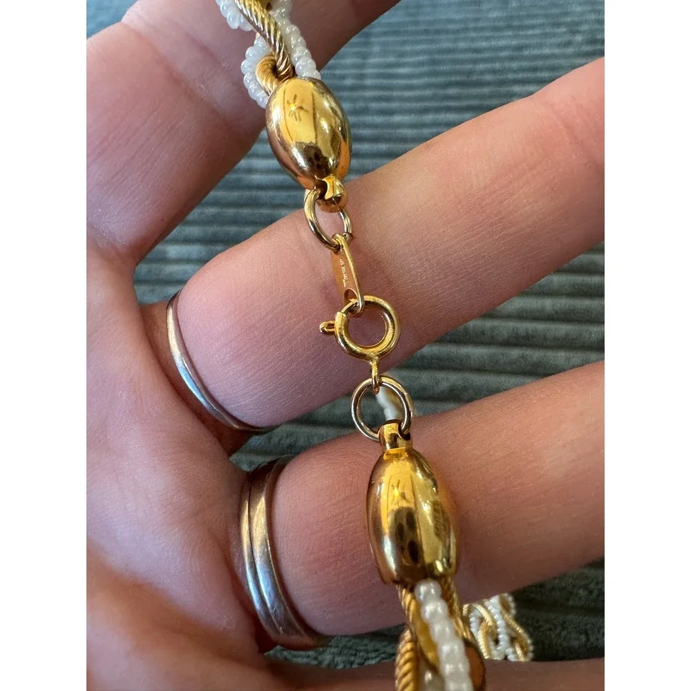 Vintage Trifari Necklace Gold Tone‎ and Seed Bead Braided Chain Design